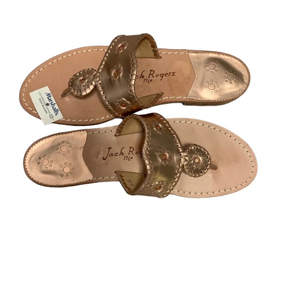 JACK ROGERS Shoes Women 11.5 Thong Gold Metallic Sandal Resort Tropic Summer NWT